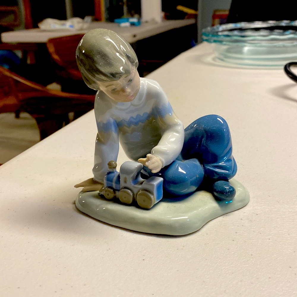Lladro little boy with train